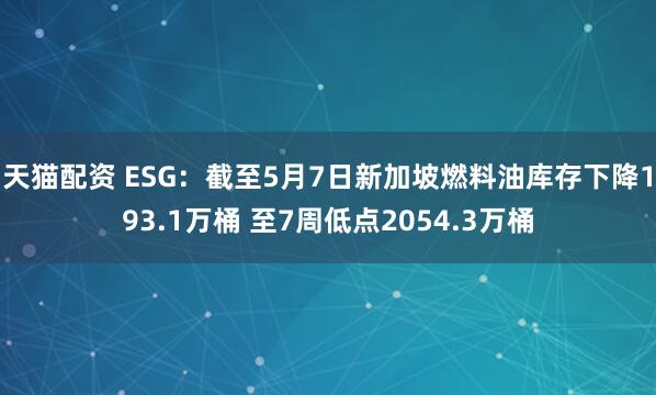 天猫配资 ESG：截至5月7日新加坡燃料油库存下降193.1万桶 至7周低点2054.3万桶